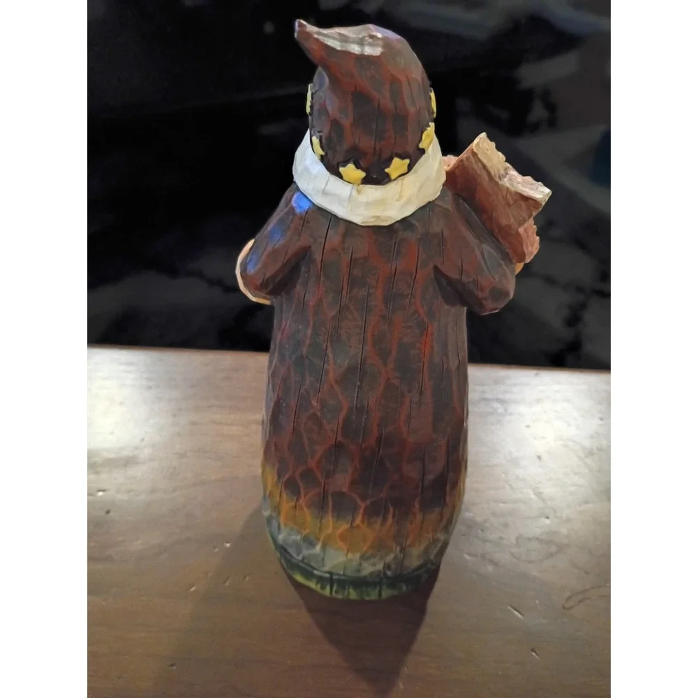 Vintage Wizard Celestial Santa Figurine Wood Look Resin Nautical Star Decor